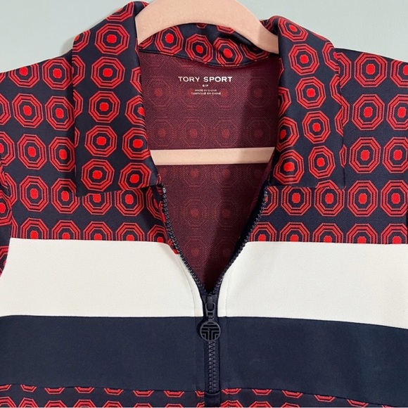 Tory Sport Red and Navy Patterned Dress, great for golf, tennis pickleball, S - Picture 3 of 5